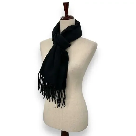 NEW Style & Co Black Fringe Trim Scarf Classic Quiet Luxury - Picture 10 of 12